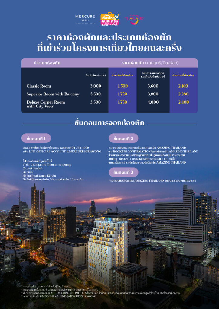 เที่ยวไทยคนละครึ่ง โรงแรม เมอร์เคียว กรุงเทพ สุรวงศ์